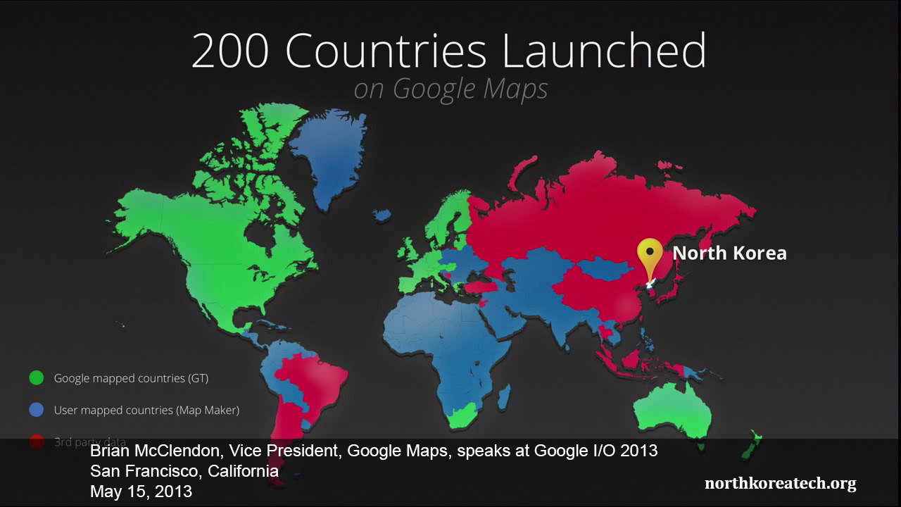 Google on North Korean maps