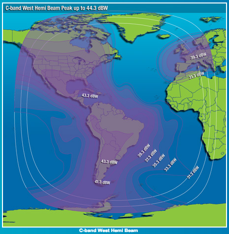 The footprint of the Intelsat 21 satellite (Image: Intelsat)