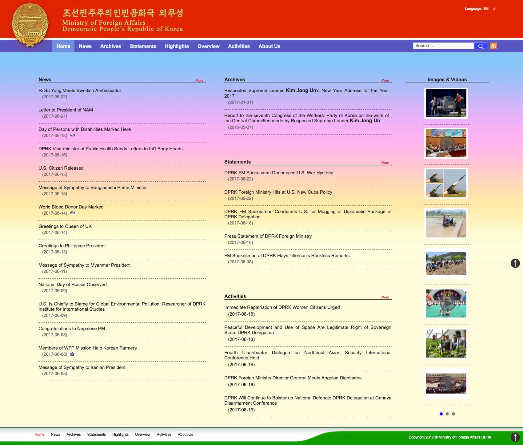 North Korean Ministry of Foreign Affairs opens website
